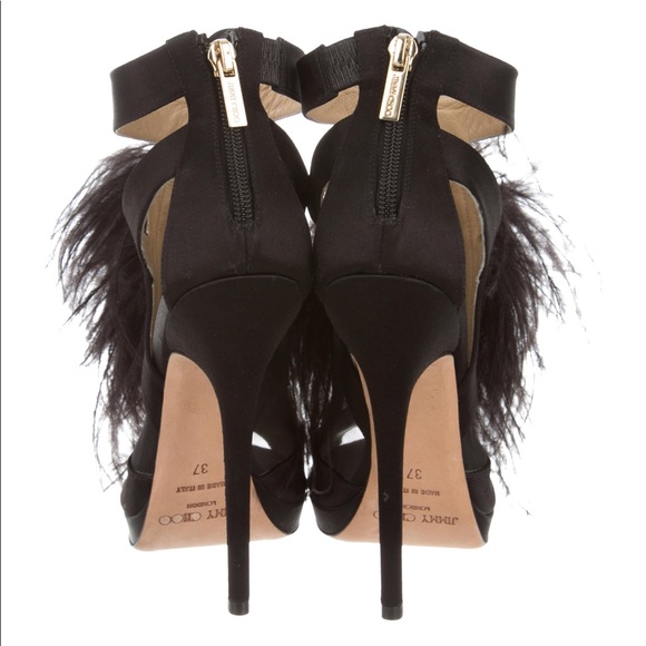 Jimmy Choo Teazer Feather Trimmed Sandals - Picture 3 of 4